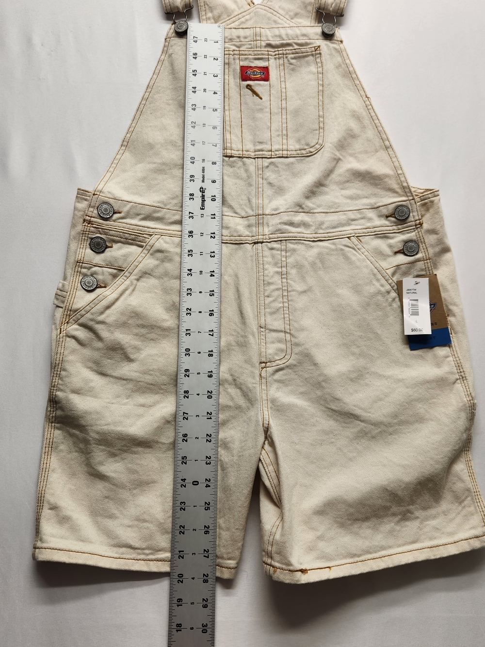 ⭐️NWT Dickies Bib Carpenter Shortalls Utility Cream Juniors Large Women Sm/Med - Picture 8 of 12